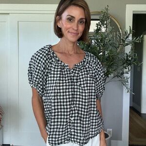 DOEN Women's Black and White Checkered Top